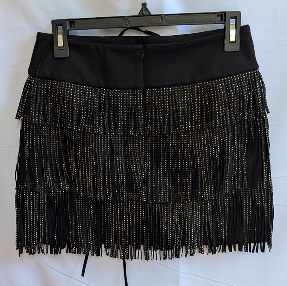 POSTER GIRL Black and Gold Fringe Mini Skirt - Picture 3 of 7